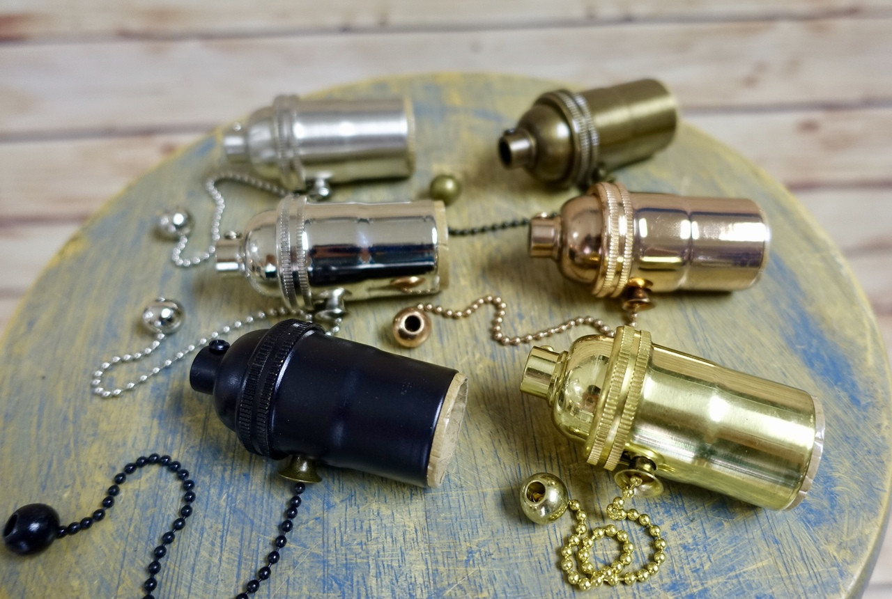 Lamps Top Quality Supplies For Your Handmade Lighting Solid Brass Light Socket 6 Different Finishes Pull-Chain Version Pendants