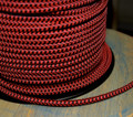 Black & Red Hounds-Tooth Round Cloth Covered 3-Wire Cord, Nylon - PER FOOT