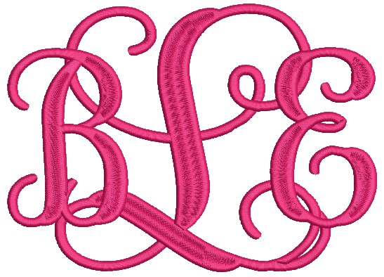 1358 Entwined Or Vine 3 Letter Monogram Machine Embroidery Designs 6 Inch