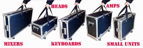 This inovative new design makes for a very easy to use transport case. It can be made for amplifiers, heads, keyboards, mixers, or even small units. All cases have 2 This inovative new design makes for a very easy to use transport case. It can be made for amplifiers, heads, keyboards, mixers, or even small units. All cases have 2
