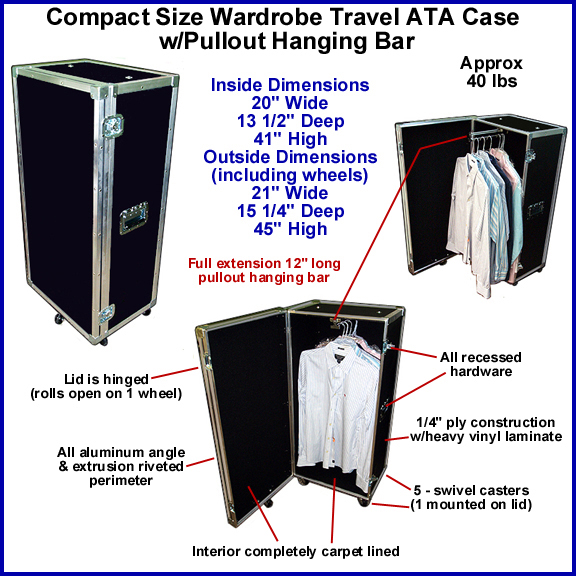 Small ATA Wardrobe Case with Pullout Hanging Bar