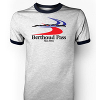 Berthoud Pass Ski Area Throwback Ringer T-Shirt - Art on Front and Back