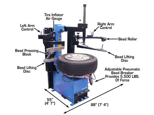 Atlas Tc289daa Dual Assist Arm Wheel Clamp Tire Changer W Bead Blaster