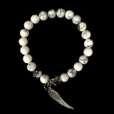 Howlite  Bracelet with Angel Wing