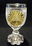 American Brilliant Period Cut Crystal Goblet Amber Stained Medallion 2