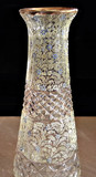 Cut Glass Vase with Enameled Tapestry Brocade Pattern WOW