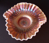 Caroline Pattern Peach Opalescent Carnival Glass Bowl