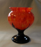 Ruckl Czechoslovakia Orange Black Spatter Glass Vase