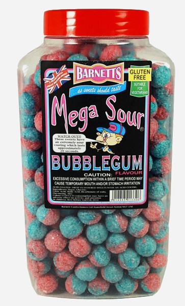 Barnetts Mega Sour Candy - Bubble Gum Flavour - Looking ...