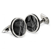 Leather Bordered Round Cufflink