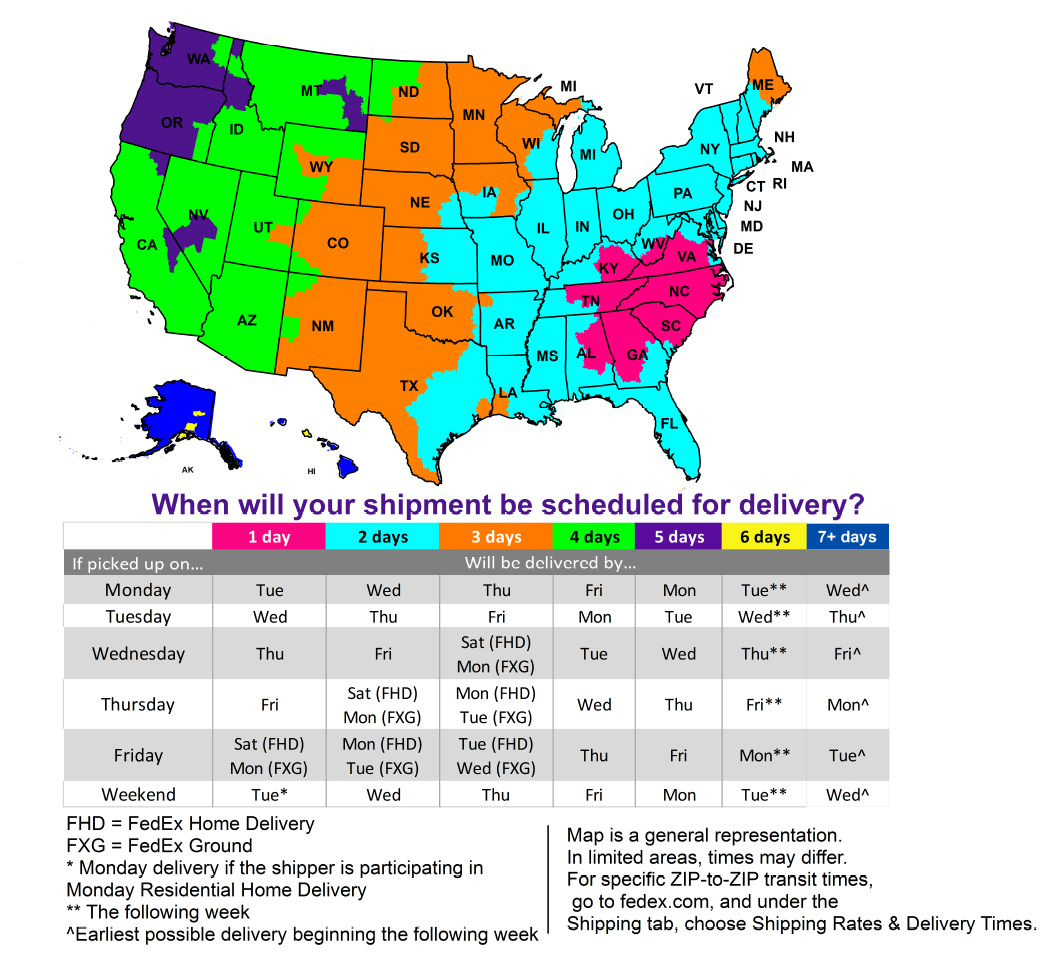 fedex ground shipping zone rate chart