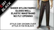 C381 Long Lounge Pants/Pant Liners, Sheer Nylon 