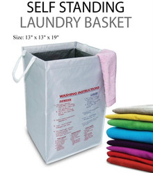Self Standing Laundry Basket Printed Washing Instructions