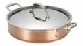 Lagostina Q5544764 Martellata Tri-ply Hammered Stainless Steel Copper Dishwasher Safe Oven Safe Stockpot / Casserolle Cookware, 5-Quart, Copper