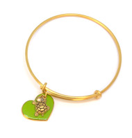 Bracelet - Green Heart & Turtle