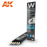AK Interactive: Weathering Pencils - Grey & Blue Shading & Effects Set 