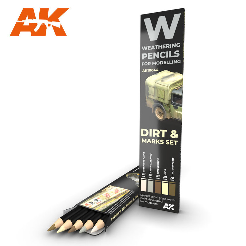 AK Interactive: Weathering Pencils - Dirt Marks Set - LAST
