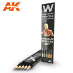 AK Interactive: Weathering Pencils - Metallic Effects Set 