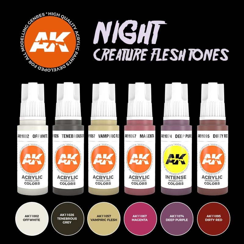 AK Interactive - 3rd Gen Night Creatures Flesh Tones Acrylic Paint Set -  LAST CAVALRY LLC