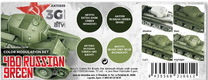AK Interactive: 3rd Gen - 4B0 Russian Green Modulation Set