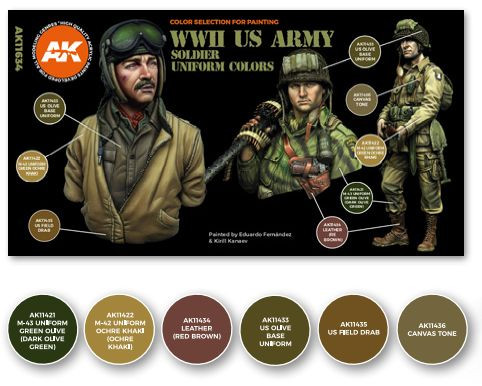 AK Interactive WW2 US Uniforms 3G Acrylic Paint Set