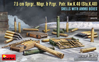 Miniart Models - 7.5cm SPRGR, NBGR & PZGR Patr KwK40 (StuK40) Shells w/Ammo Boxes
