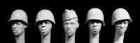 Hornet Model - 5 heads, Black US soldiers 4 xM1 helmets, overseas cap