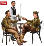 Miniart Models - U.S. Soldiers in Cafe w/Waiter