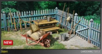 Miniart Models - Gardening Tools w/Wheelbarrow & Table