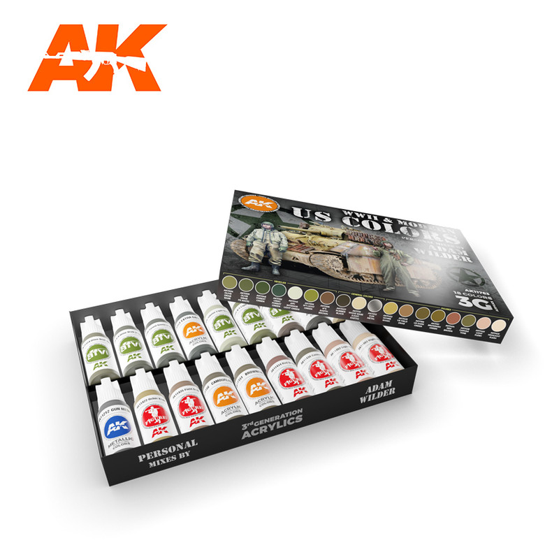 AK Interactive: Signature Set - Adam Wilder 3G WWII and Modern U. S. Colors  - LAST CAVALRY LLC