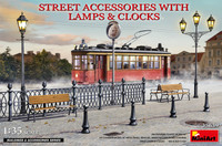 Miniart Models - Street Accessories with Lamps & Clocks