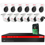 BTG 16CH 4K NVR 12 Cameras Poe Security Camera System Built-in PoE with Outdoor 5MP Surveillance IP PoE 6 Bullet + 6 Dome Cameras HD 2592 x 1944 IR CCTV System H265 2TB HDD
