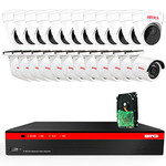 BTG 32CH 4K NVR 24 Cameras Poe Security Camera System Built-in PoE with Outdoor 5MP Surveillance IP PoE 12 Bullet + 12 Dome Cameras HD 2592 x 1944 IR CCTV System H265 4TB HDD