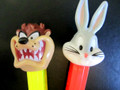 TAZ & Bugs Bunny Pez on Neon NON U.S. stems, mint, loose