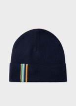 Made from 100% Merino wool for a soft finish, this navy beanie features a classic design. Finished with our timeless 'Signature Stripe' for an added flash of colour.

One size