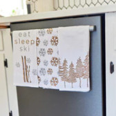 Eat Sleep Ski Kitchen Towels Set of 3