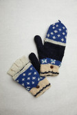 Hand Knit Alpine Convertible Mittens- Blue