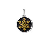 Small Gold on Black Snowflake Pendant with 18" Gold Wheat Chain