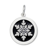 Large Silver on Black Sterling silver snowflake Pendant on Silver 3mm Chain