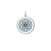 Large Silver on Blue Snowflake Pendant with 18" Sterling Silver Chain