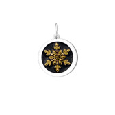 Large Gold Snowflake on Black Sterling Silver Pendant with Gold 3mm Chain