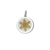 Large Gold Snowflake on Pearl White Sterling Silver Pendant with Gold 3mm Chain