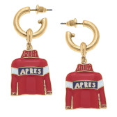 Apres Red Ski Sweater Enamel Earrings