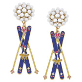 SKIS Enamel Earrings in Royal Blue