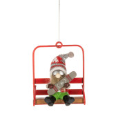 Snowboarding Gnome - Animals on Chairlift Ornament