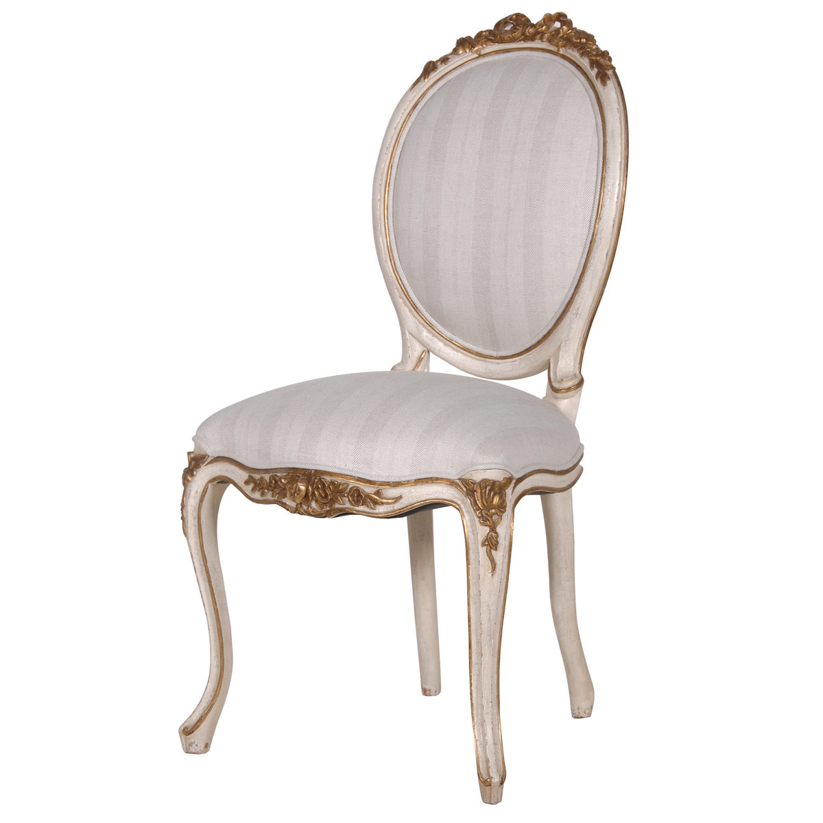 Marie Antoinette French Chateau Chair Antique White Gold