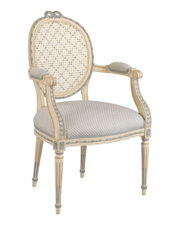 Louis Xvi Armchair Side Chair Bow Knot Caned Back