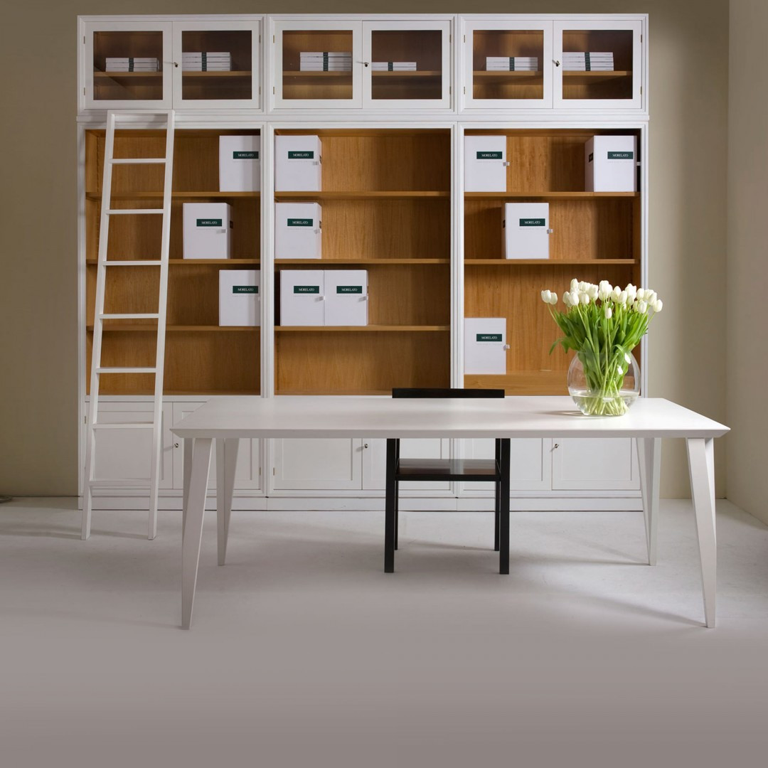 Luxury Bookcase, high end white and oak bookcase