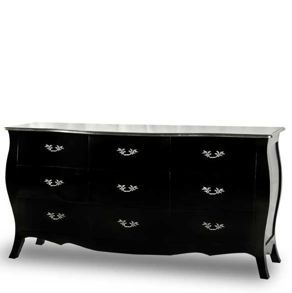 Bombe Chest Of Drawers 9 Drawer Black Gloss