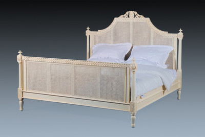 French Rattan Bed Ivory, French Country Bedroom Furniture